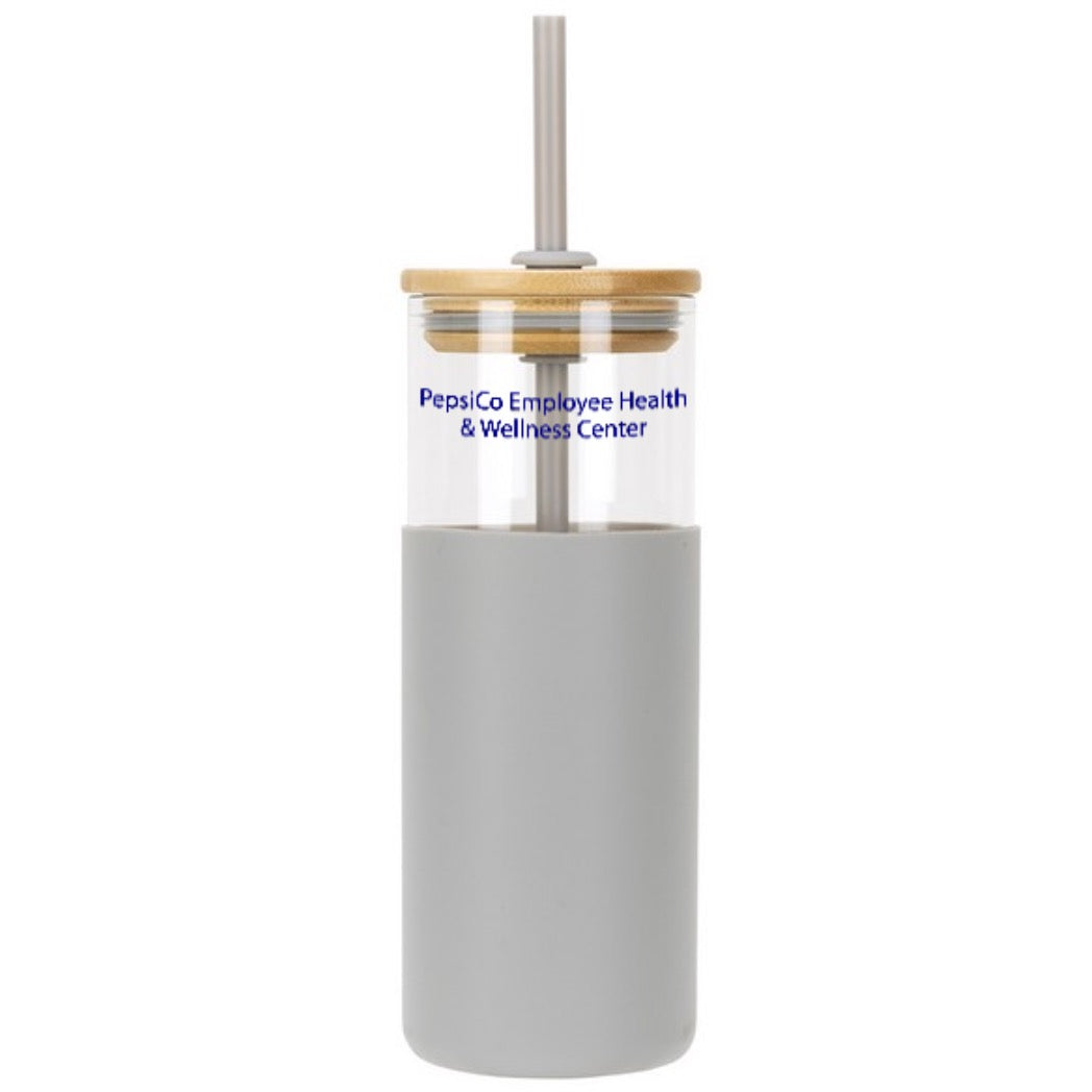 18 oz Glass Tumbler with Silicone Sleeve & PP Straw