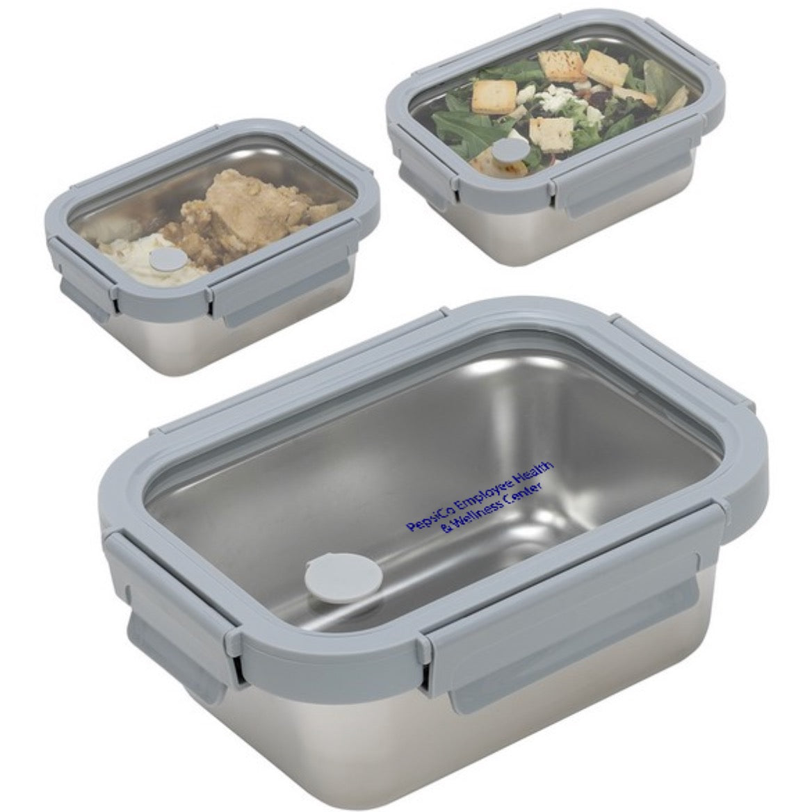 Heat 'N Eat Microwaveable Stainless Steel Lunch Box with Vented Glass Lid